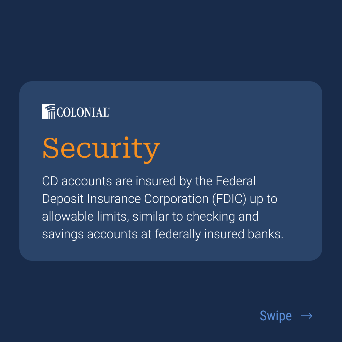 ColonialBanking's tweet image. Discover the benefits of CDs: fixed interest rates, guaranteed returns and higher security. Start investing today! 

Visit us at one of our branches or open your account online at: gocolonial.com/openaccount.

#CDs #SecureInvestments #GoColonial