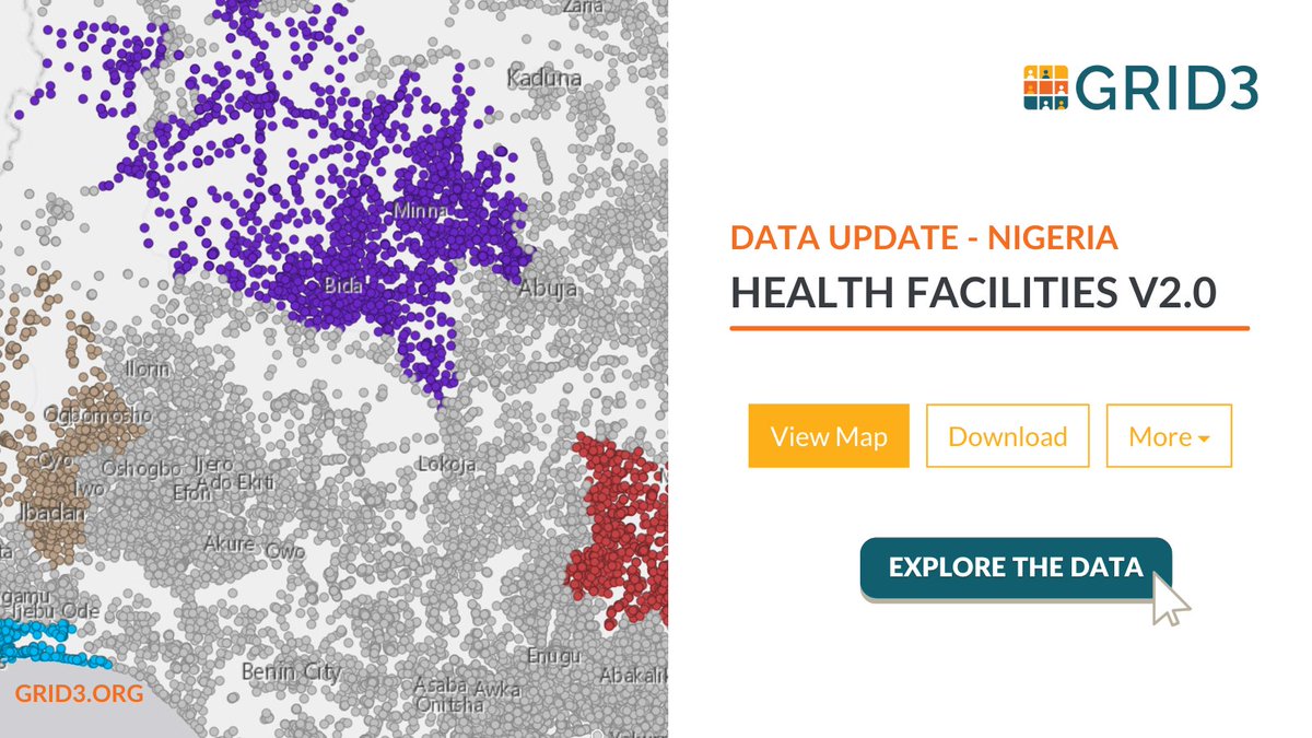 GRID3 (@grid3global) on Twitter photo 📢NEW DATA: With partner @CIESIN, we just published v2.0 of our national health facilities data for #Nigeria New data sources include:
🇳🇬 2024 Nigeria Health Facility Registry
✨New data collected in 2024 by GRID3 + <a href="/SFHNigeria/">Society for Family Health</a>
Access here: bit.ly/4fHopo8 📢NEW DATA: With partner @CIESIN, we just published v2.0 of our national health facilities data for #Nigeria New data sources include:
🇳🇬 2024 Nigeria Health Facility Registry
✨New data collected in 2024 by GRID3 + <a href="/SFHNigeria/">Society for Family Health</a>
Access here: bit.ly/4fHopo8