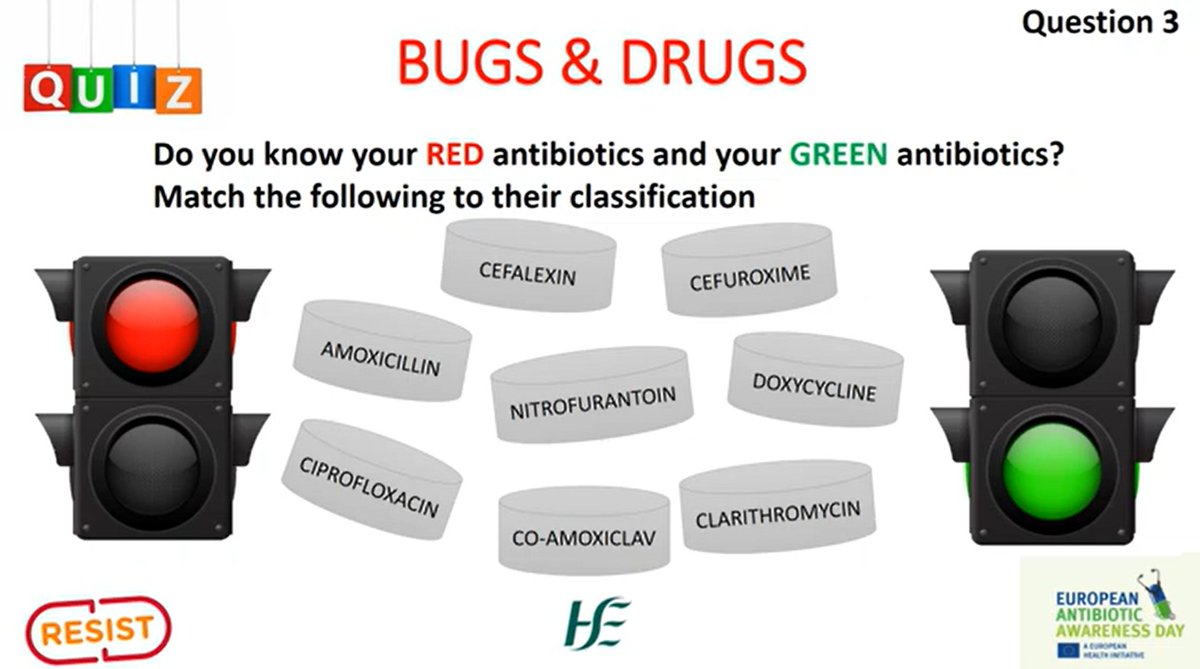 HSE Health Protection Surveillance Centre (HPSC) (@hpscireland) on Twitter photo Today is Day 3 of our Bugs & Drugs quiz!
Test your knowledge of red and green antibiotics👉youtu.be/2K4YDU5Bp6k Today is Day 3 of our Bugs & Drugs quiz!
Test your knowledge of red and green antibiotics👉youtu.be/2K4YDU5Bp6k