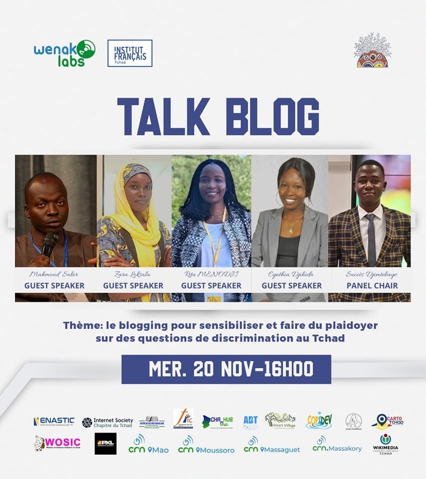 On se retrouve à 16h pour le #TalkBlog de clôture du #BlogCamp235 ! Auquel nous recevons Zara Loksala , Cynthia Djihida , Menodji Rita et Mahamoud Sabir.
🎙️ Modérateur : Succès Djimetebaye
📍 Lieu : Terrasse de Wenaklabs #Tchad