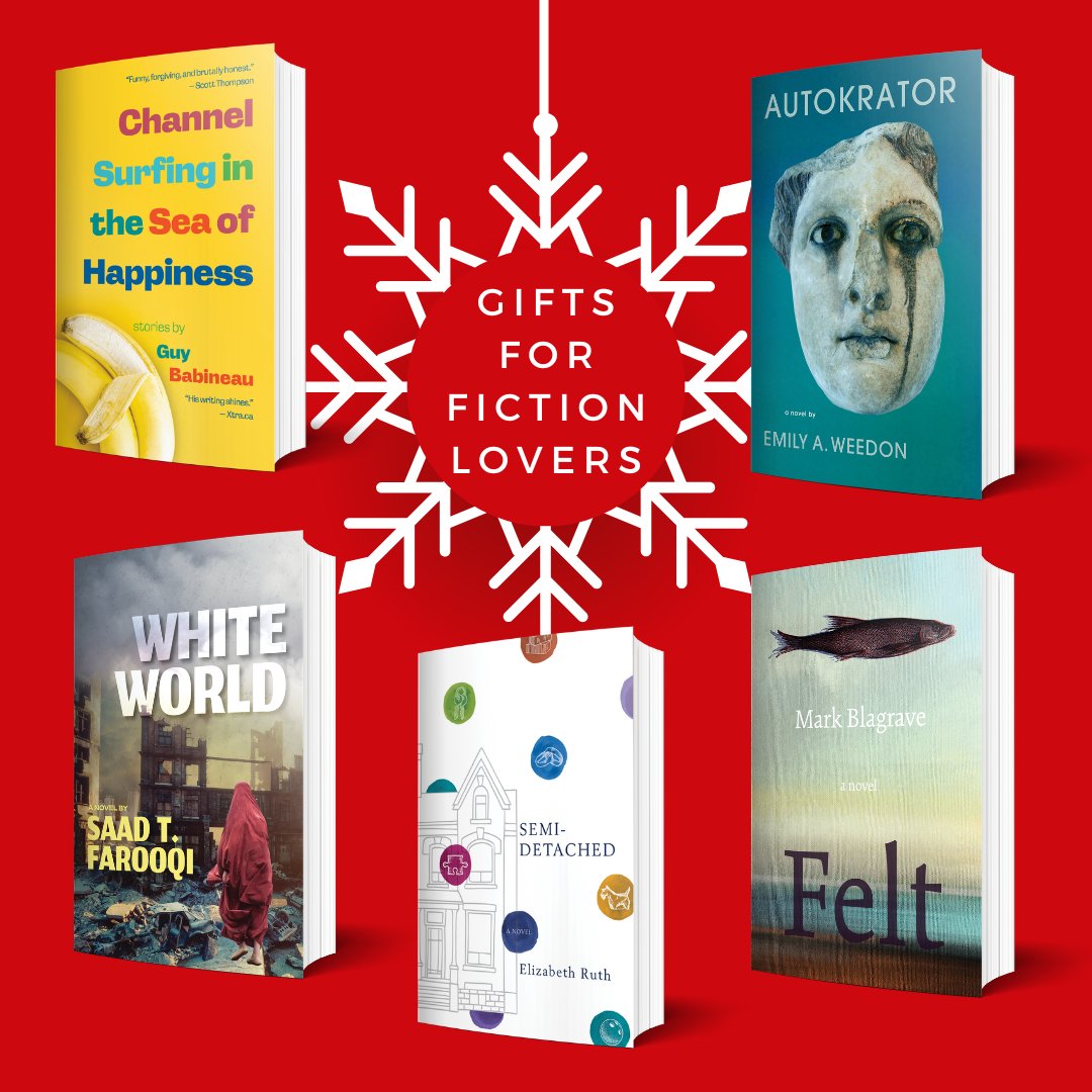 Cormorant Books (@cormorantbooks) on Twitter photo For Fiction Lovers: Channel Surfing in the Sea of Happiness by Guy Babineau, White World by Saad T. Farooqi, Autokrator by Emily A. Weedon, Felt by Mark Blagrave, and Semi-Detached by Elizabeth Ruth
<a href="/guybabineau007/">Guy Babineau</a> <a href="/SaadTFarooqi1/">Saad T Farooqi</a> <a href="/EmilyWeedon2/">Emily A. Weedon</a> <a href="/mblagrav/">Mark Blagrave</a> #ireadcanadian #fiction For Fiction Lovers: Channel Surfing in the Sea of Happiness by Guy Babineau, White World by Saad T. Farooqi, Autokrator by Emily A. Weedon, Felt by Mark Blagrave, and Semi-Detached by Elizabeth Ruth
<a href="/guybabineau007/">Guy Babineau</a> <a href="/SaadTFarooqi1/">Saad T Farooqi</a> <a href="/EmilyWeedon2/">Emily A. Weedon</a> <a href="/mblagrav/">Mark Blagrave</a> #ireadcanadian #fiction
