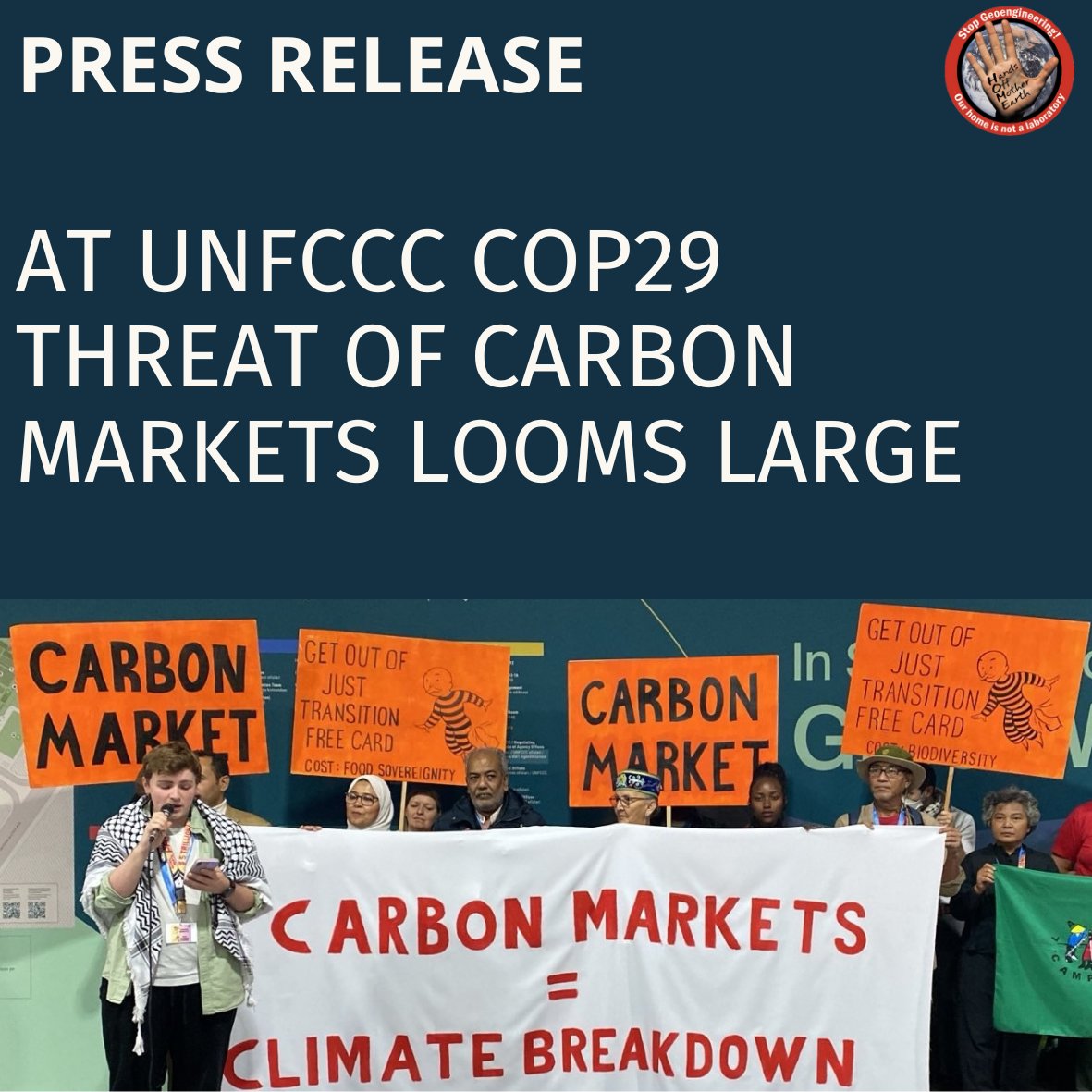 🧵🔊#PressReleaseAlert 
As #COP29 negotiations enter the final stages, Indigenous Peoples, civil society and climate justice groups are outraged at how carbon markets are being touted as a solution to the #climatecrisis.
Read our press release handsoffmotherearth.org/resources/pres…

#COP29Baku