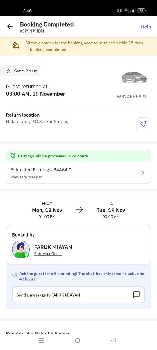 pkdeep90's tweet photo. @Zoomcar_India 
I have raised tickets and didn't got any solution. Both the booking done by one single person. This guy booked my car on 14 November for 2days and now it's 20th. I asked him to return the car. From two days he is not receiving my calls. https://t.co/31aSI5gnWF