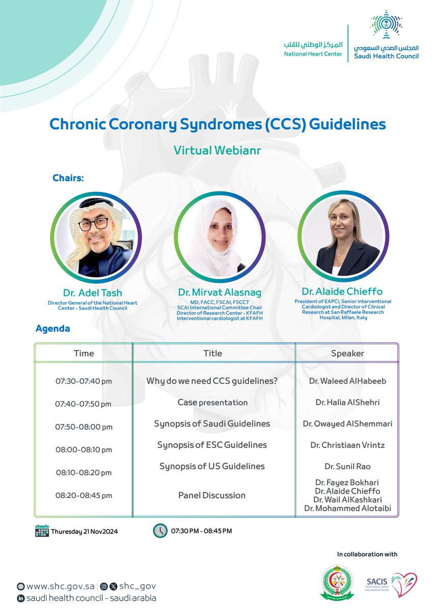MIЯVΛƬ #IC (@mirvatalasnag) on Twitter photo Tomorrow different sets of CCS guidelines from across the globe will be juxtaposed
<a href="/escardio/">European Society of Cardiology</a>
🔗 escardio.org/Guidelines/Cli…
<a href="/ACCinTouch/">American College of Cardiology</a>
🔗 ACC/AHA Guidelines
ahajournals.org/doi/10.1161/CI…
<a href="/TheSaudiHeart/">جمعية القلب السعودية</a>
🔗 pmc.ncbi.nlm.nih.gov/articles/PMC97…
Free registration 👉 us06web.zoom.us/webinar/regist… Tomorrow different sets of CCS guidelines from across the globe will be juxtaposed
<a href="/escardio/">European Society of Cardiology</a>
🔗 escardio.org/Guidelines/Cli…
<a href="/ACCinTouch/">American College of Cardiology</a>
🔗 ACC/AHA Guidelines
ahajournals.org/doi/10.1161/CI…
<a href="/TheSaudiHeart/">جمعية القلب السعودية</a>
🔗 pmc.ncbi.nlm.nih.gov/articles/PMC97…
Free registration 👉 us06web.zoom.us/webinar/regist…