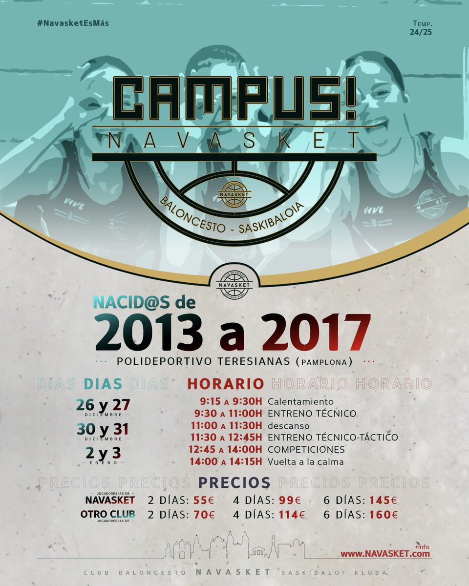 Navasket's tweet photo. ☃️ #CampusNVT | NAVIDADES 2024-2025

𝐂𝐚𝐦𝐩𝐮𝐬! 𝐍𝐚𝐯𝐚𝐬𝐤𝐞𝐭 𝟐𝟎𝟐𝟒:
Para canasta pequeña (2013 a 2017), el más largo con 6 días de duración, entrenos técnicos, entrenos tácticos, competiciones, Off the Basket, sorpresas…

👉: https://t.co/VsDF9qTaB6

#NavasketEsMás https://t.co/pCJPt9yNU7