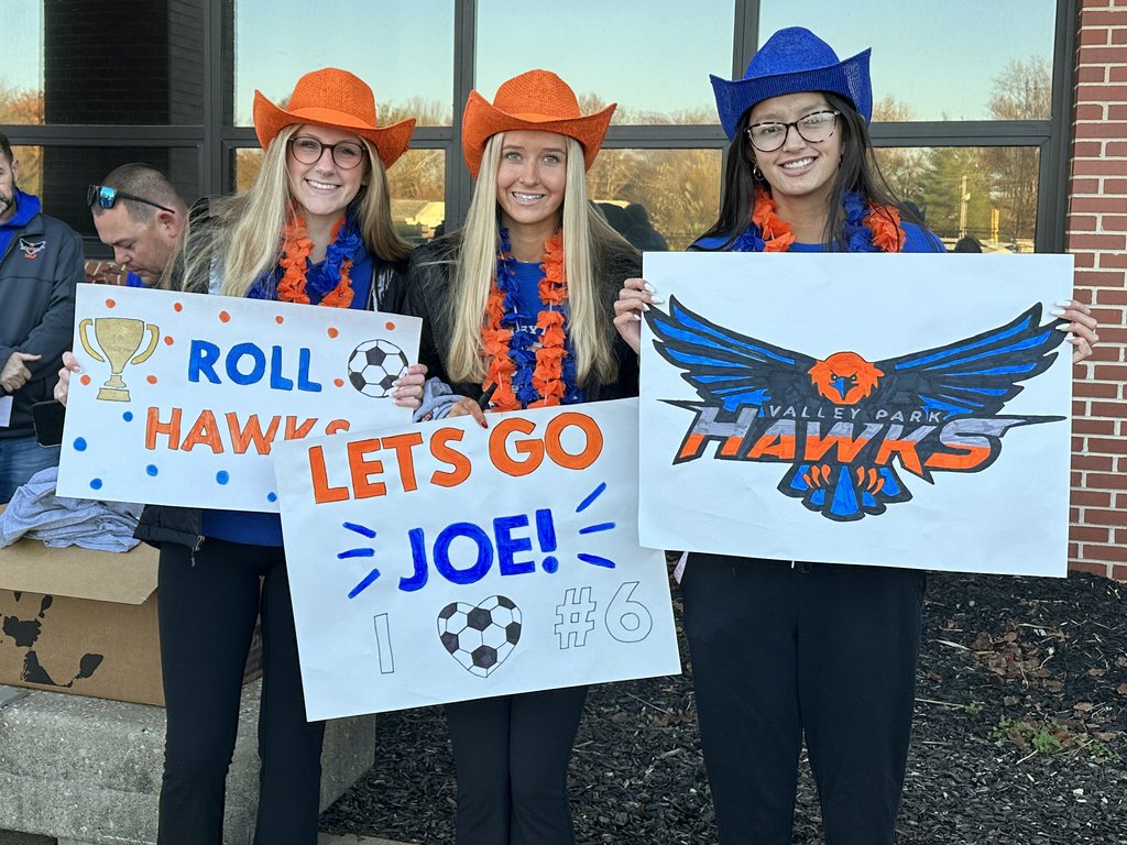 🎉⚽ Final Four Bound! ⚽🎉Check out our send-off video with the link and pictures from this morning as we rallied to cheer on our amazing soccer team! 🚌✨ Let’s show them all the #VPPride and support they deserve! Go Hawks! 🦅💙⚽ vpschools.org/finalfour