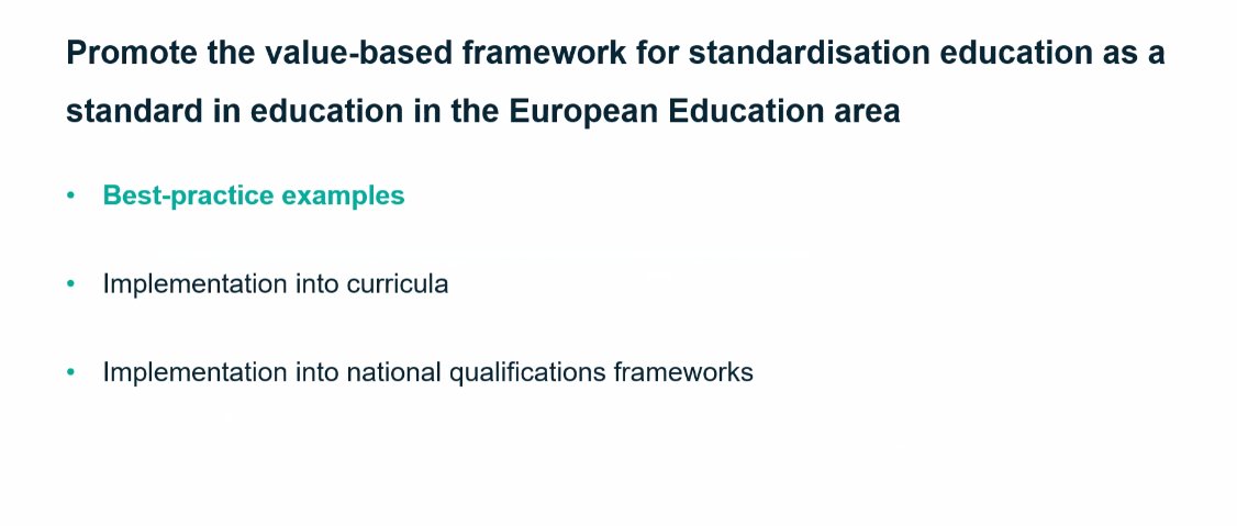 Diving into EDU4Standards: Intended Learning Outcomes for education on standardisation: let's get indeed our Agenda! #4  
Prof. Heike Wendt explored the shift from competences to attitude in standardisation education, bringing a valuable perspective from Educational Sciences.