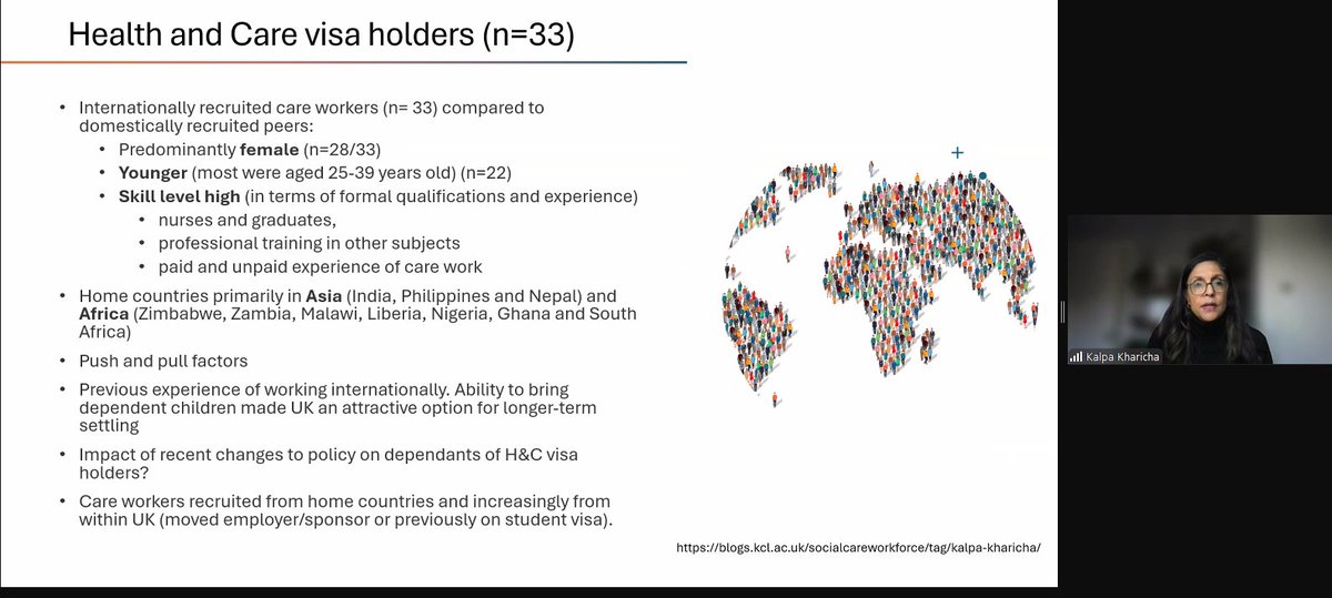 Our first speaker at today's Home Care Research Forum <a href="/KalpaKharicha/">KalpaKharicha</a> gives us an informative summary of the impact of changes to the UK Health and Care Visa system on the care workforce, focusing on experiences specific to the domiciliary homecare sector #hcrf <a href="/hscwru/">HSCWRU</a>