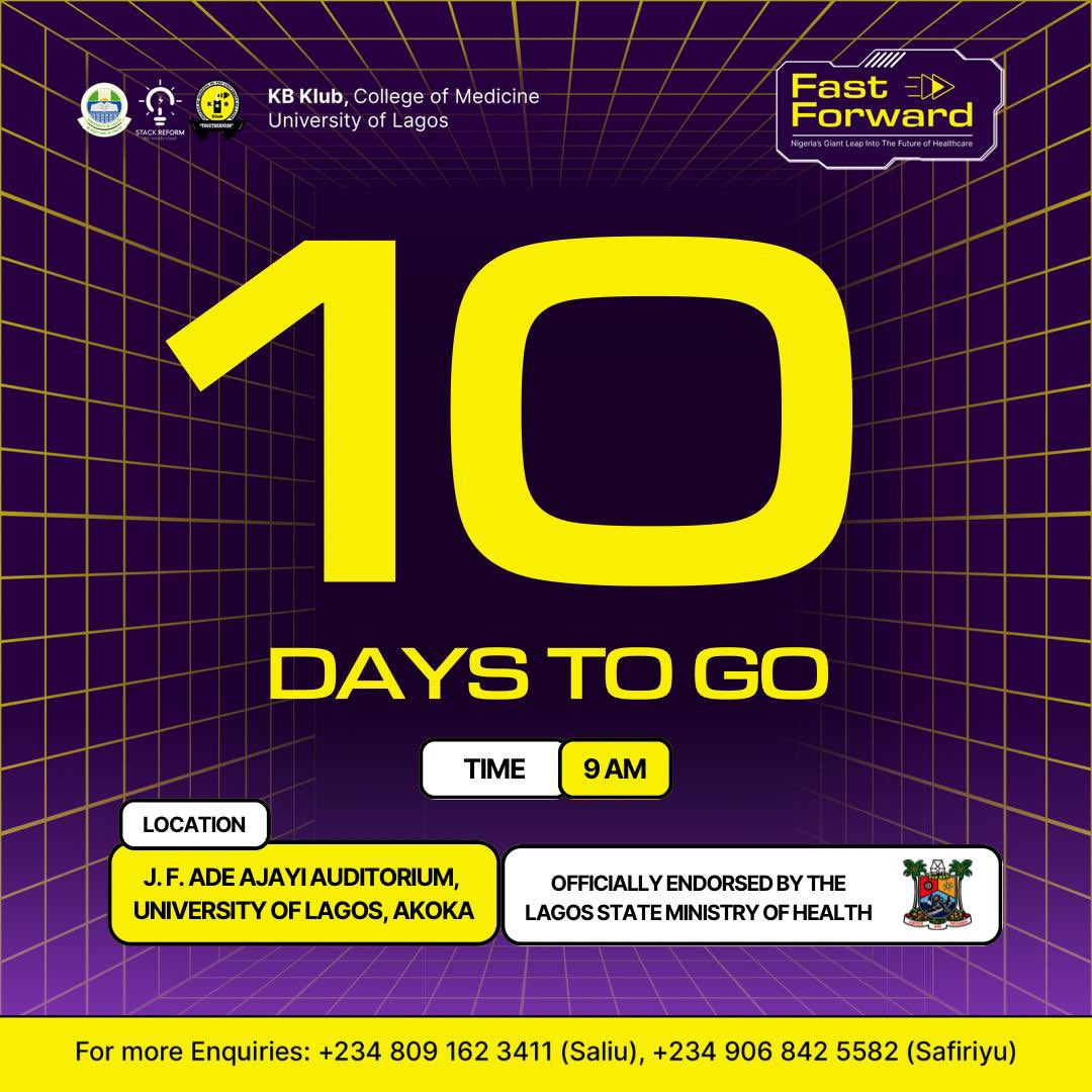 KBKLUB's tweet photo. 10 Days to STACK’24🚨
We can’t wait to give you a glimpse of the Future of Healthcare in Nigeria at STACK Reform 2024!
Yet to register?
🔗 https://t.co/62gyzTVJ4j
#STACKREFORM
#STACK24
#STACK https://t.co/flR96JwaC8