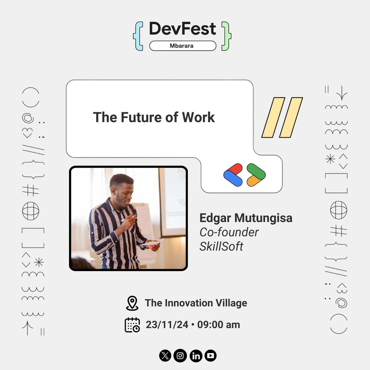 🚨 Speaker #2

We're thrilled to announce <a href="/mutungisaedgar1/">Mutungisa Edgar🇺🇬</a> as our second speaker at #DevFestMbarara, happening this Saturday, Nov 23!

Edgar is the founder of SkillSoft Co. and serves as the Chairperson of the Royal Danish Embassy YS Board.

📝 RSVP: bit.ly/df24mbra