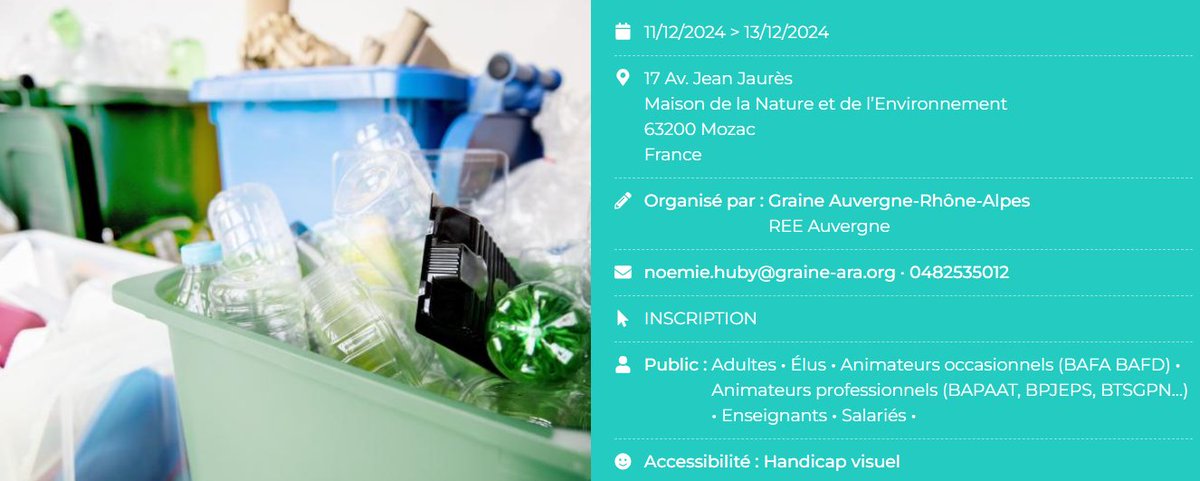 valtomclermont's tweet photo. [📌 #Formation] Du 11 au 13/12, RDV à Mozac autour de la "Prévention &amp; gestion des déchets : démarches &amp; outils pédagogiques" animée par le
@reeauvergne
&amp; Charles Brault (D3) 👉 Infos &amp; inscriptions : https://t.co/WUjlCNLksj... #préventiondéchets #valtom https://t.co/XMTxHkXcPT