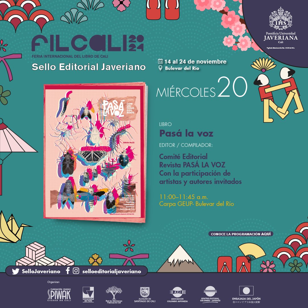 ¡Estamos llegando al final de nuestras presentaciones en FILCALI! 📚✨ No se pierdan nuestros próximos en vivos 🎥, donde les contaremos más sobre nuestros libros 📖 y novedades.

¡Sigan atentos para más detalles! 👀🔜

#filcali2024