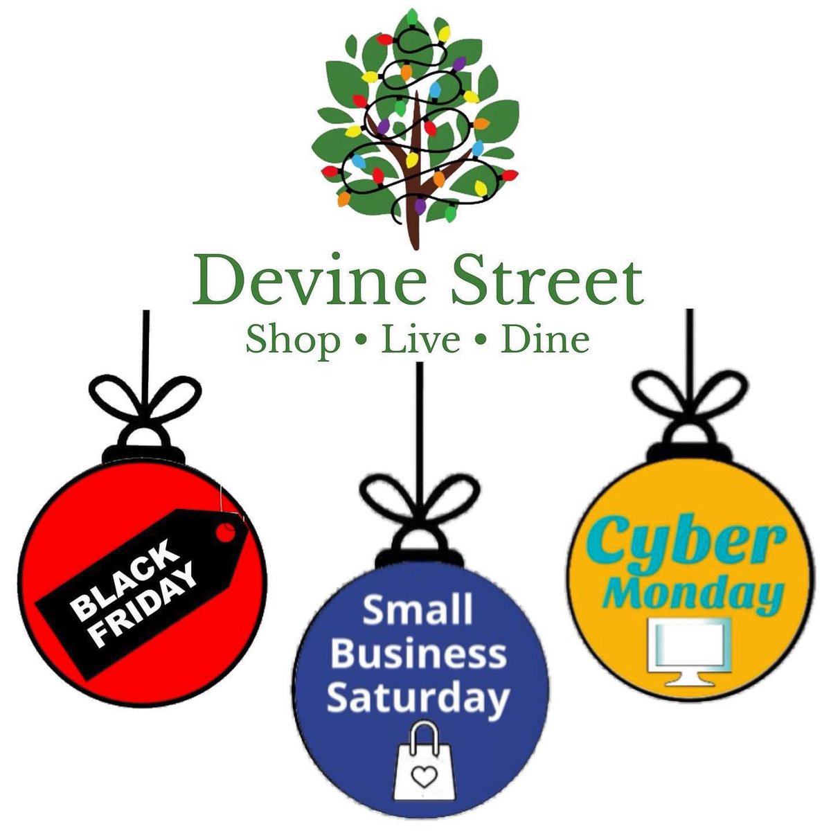 Skip the hectic big box stores this holiday season &amp; head to Devine Street where you’ll enjoy your shopping experience on Black Friday, Small Business Saturday &amp; Cyber Monday too!

You’ll find plenty of deals &amp; you’ll SUPPORT LOCAL as you put checks on that holiday shopping list!