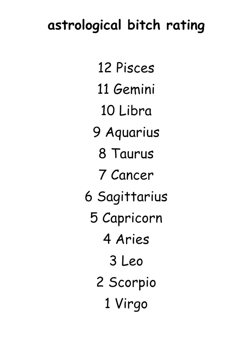 theblessedbhie's tweet image. so i ranked the zodiac signs based on how much of a bitch i think each sign is