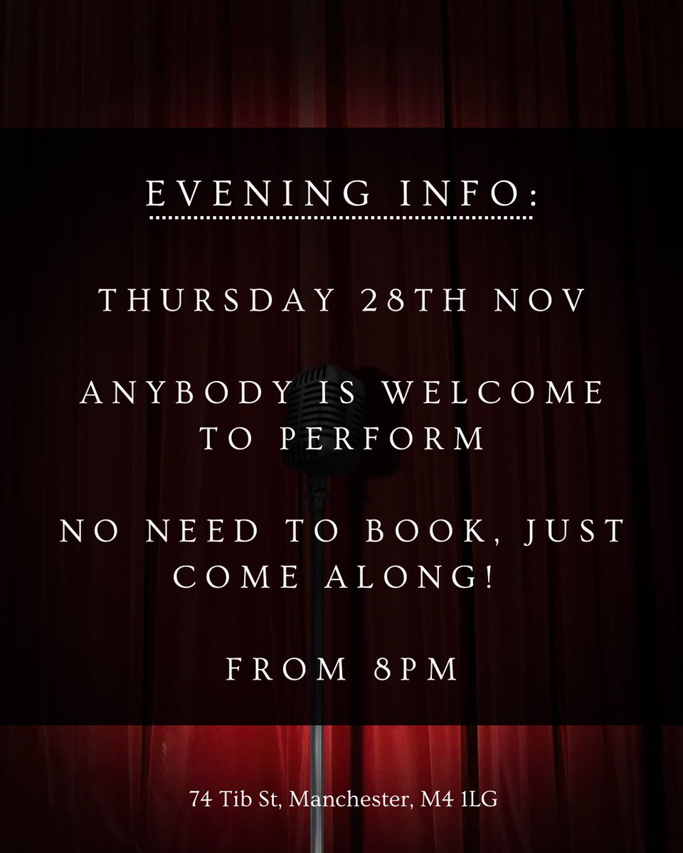 Next Thursday 28th November!
Join us to show off your talent, or come along and support… We always have a room full of wonderful singers!✨🎙️

And remember… Happy hour is from 4-7 on Thursday, so get yourselves here early for a £4 pint or 2 for £15 cocktails🥂✨🍻