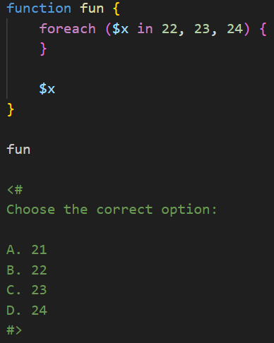 dfinke's tweet image. PowerShell Question / Quiz
What is the output of the following #PowerShell code, and why?
Comment your answers below! 👇🏻
#powershell #powershellquiz #developer #scripter