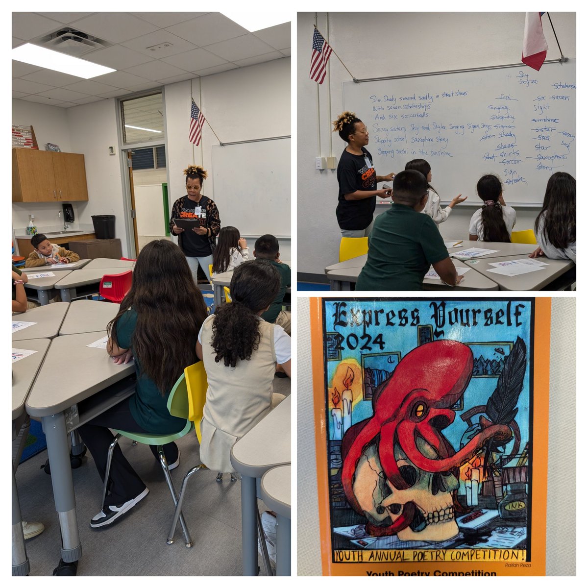 Poonam Patel (@mspatellibrary) on Twitter photo Fourth graders loved writing a group poem using alliteration! They were inspired to let their creativity flow and excited to see a published poem from our finalist last year! β¨ Thank you <a href="/dallaslibrary/">Dallas PublicLibrary</a>! <a href="/CasaViewES/">Casa View Elementary</a> <a href="/DISD_Libraries/">Dallas ISD Libraries</a> Fourth graders loved writing a group poem using alliteration! They were inspired to let their creativity flow and excited to see a published poem from our finalist last year! β¨ Thank you <a href="/dallaslibrary/">Dallas PublicLibrary</a>! <a href="/CasaViewES/">Casa View Elementary</a> <a href="/DISD_Libraries/">Dallas ISD Libraries</a>