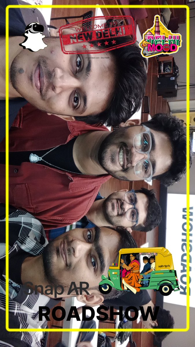 What a wonderful day with <a href="/joe_darko/">Joe Darko</a>, <a href="/Pratyu5h/">Pratyush Gupta</a>, Jivesh and Srivatsan Jayasankar. Got to learn a lot 😁 

Made a custom frame to make these images memorable 😁😉

Thanks for the event and wonderful day 
<a href="/chhaviGG/">Chhavi Garg 👩‍💻🎤</a>, <a href="/pranjal_nahata/">Pranjal Nahata</a> and team of <a href="/Arexaxr/">Arexa</a> 

<a href="/SnapAR/">Snap AR</a>
