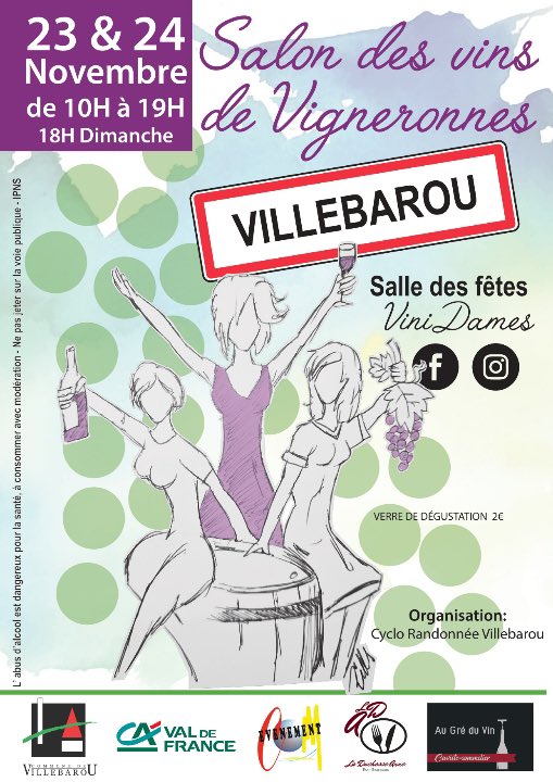 ⚡️RDV au salon ViniDames !
Ce weekend, samedi 23 et dimanche 24 novembre, à Villebarou, près de Blois.
🍷 Une super rencontre de 30 vigneronnes de toute la France. 
🎅 L’occasion idéale de compléter votre cave, à prix producteur, avant les fêtes de fin d’année.