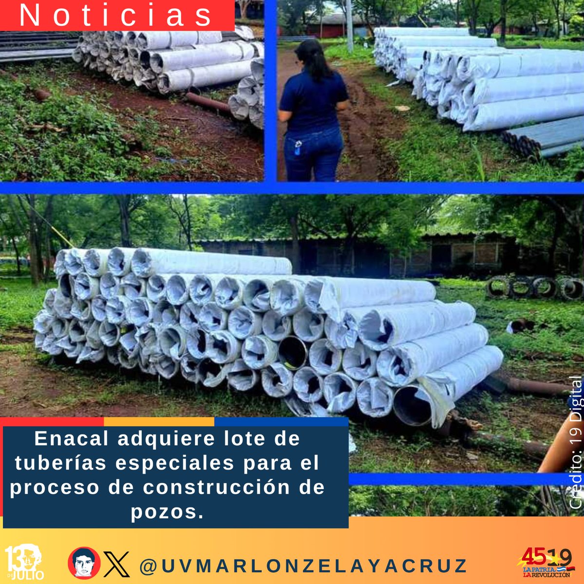 Nuevas tuberías especiales para garantizar la distribución del vital líquido 
#4519LaPatriaLaRevolución
#SomosUNAN
#SoyCSM