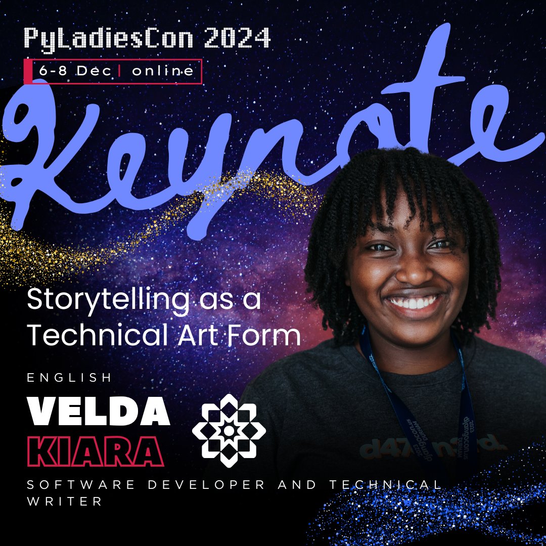🎉 Excited to announce Velda Kiara as a #PyLadiesCon 2024 Keynote Speaker! 🐍 

A passionate software developer and technical writer who loves crafting #Python code.🚀

⏹ Learn more about Velda here: 👇🏾 
pretalx.com/pyladiescon-20…

🌐 conference.pyladies.com

#PyLadies #PSF