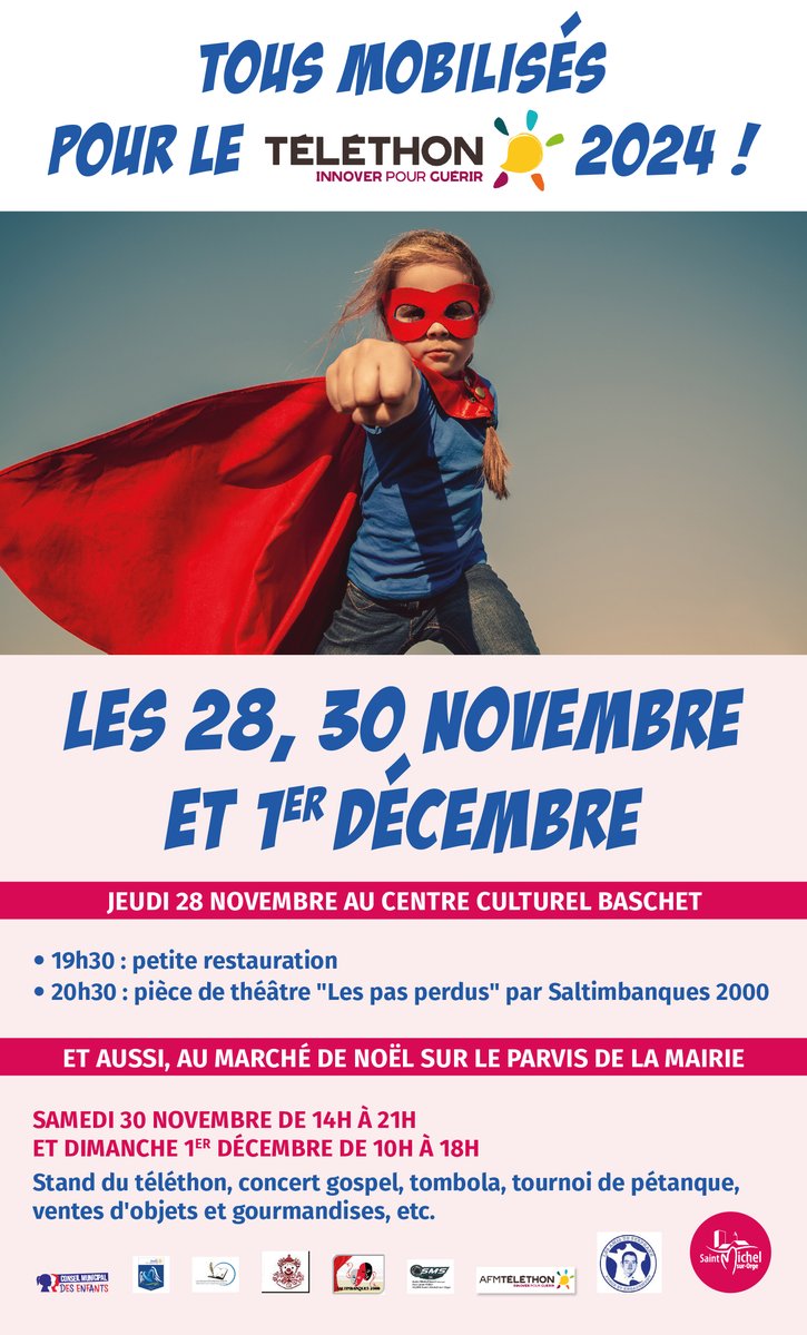 villesmso91's tweet photo. #téléthon2024 : le week-end du Marché de Noël #saintmichelsurorge, sera aussi placé sous le signe de la solidarité avec de nombreuses animations au profit du @Telethon_France et de la recherche contre les maladies rares. Venez nombreux, programme : https://t.co/KirGP1L0qy https://t.co/bze9OgCr3a
