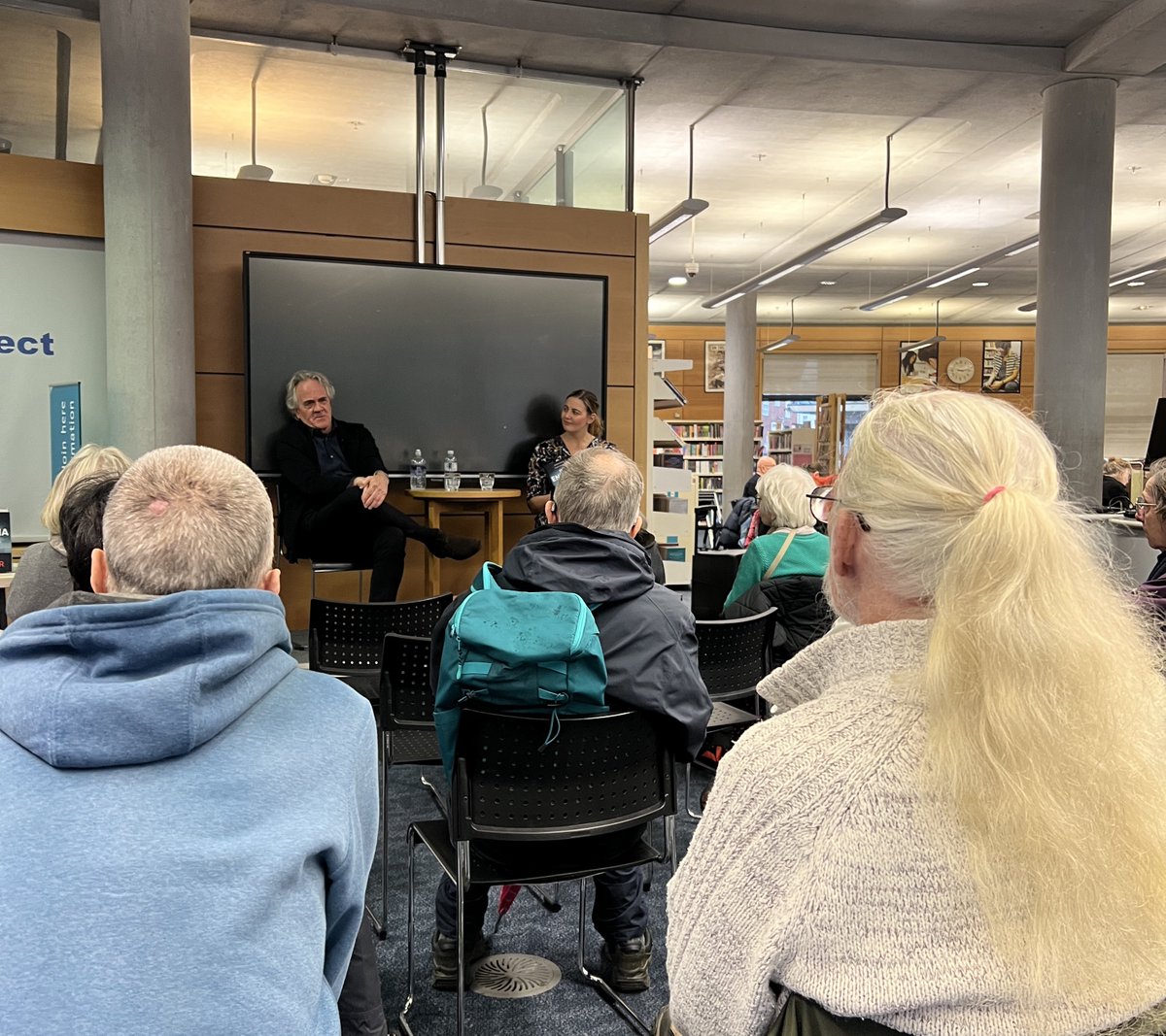 A lovely author talk with Henry Porter, with Radio Norfolk’s Kayleigh Poacher, right now in the library. It’s always fascinating hearing how characters and stories come about!