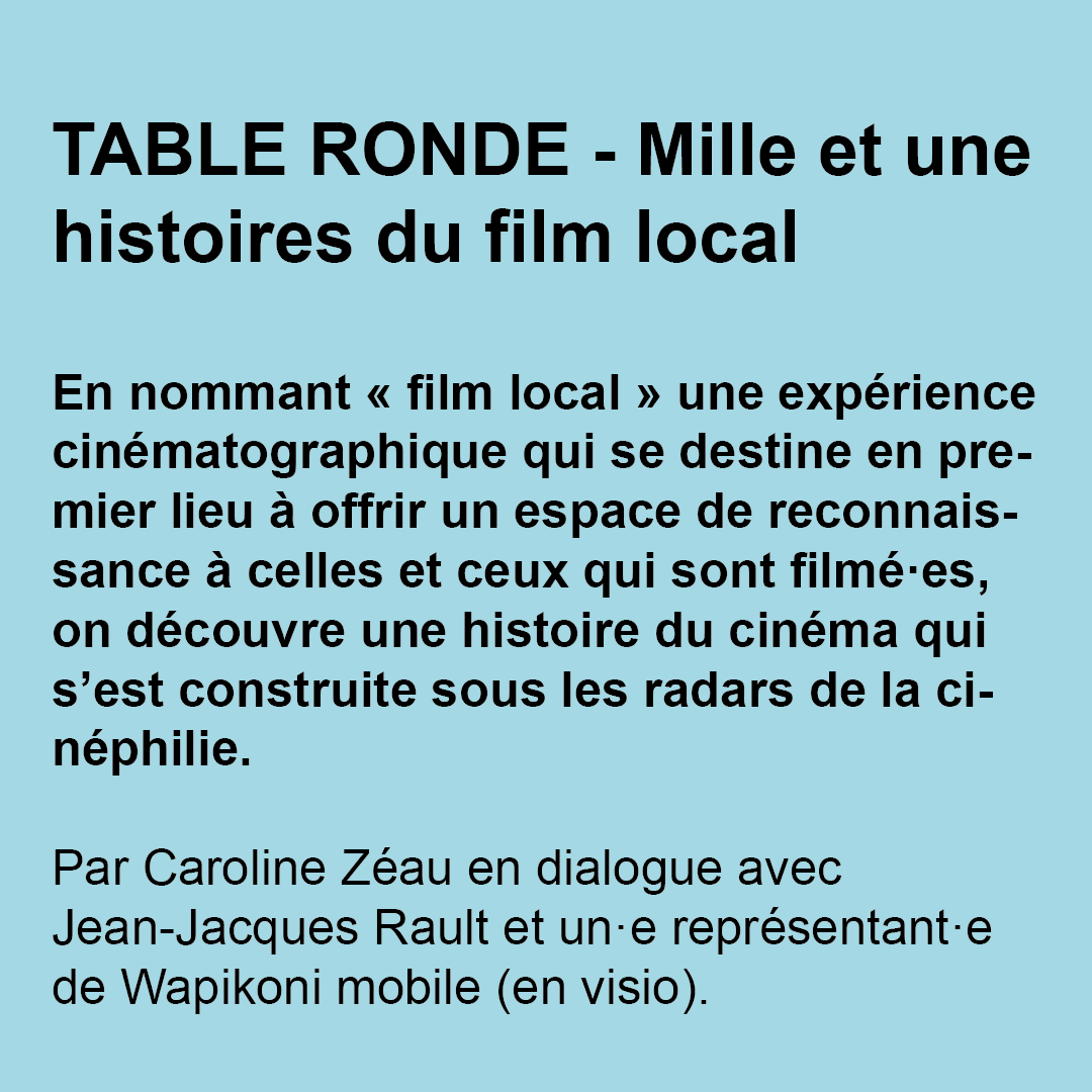 Peripherie_'s tweet image. •TABLE RONDE - Mille et une histoires du film local• 🎤
Le 27 novembre à 14h30 au Méliès aura lieu la Table Ronde 'Mille et une histoires du film local'  !
Par Caroline Zéau en dialogue avec Jean-Jacques Rault et un·e représentant·e de Wapikoni mobile (en visio).
Entrée libre.