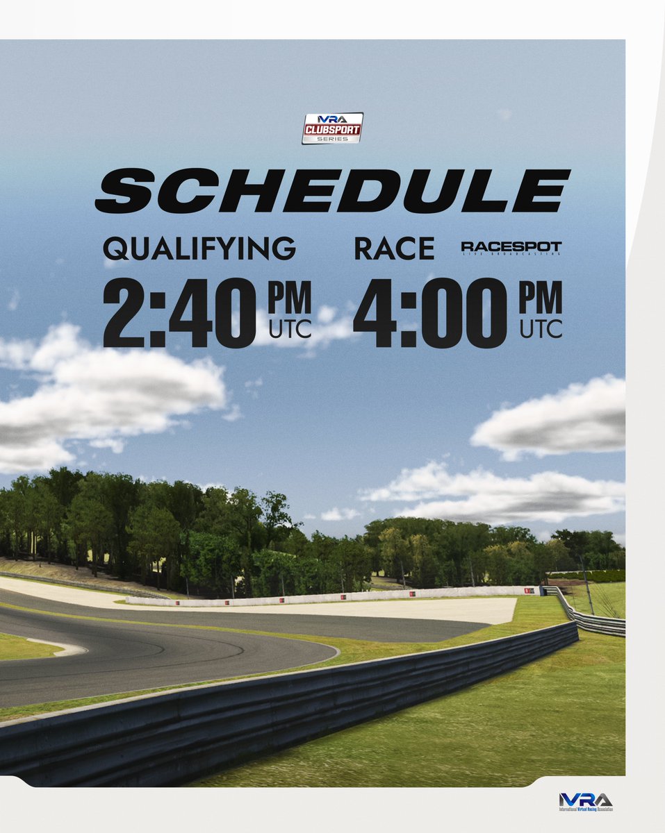 IVRA (@ivraleague) on Twitter photo You don't want to miss this rollercoaster ride. Tune in for the 4hrs of Barber! 🇺🇸
You can watch it all live on Saturday at 4 PM UTC on <a href="/RaceSpotTV/">RaceSpot TV</a>. Save it on your calendar! 🗓️
#IVRA #CLUBSPORT You don't want to miss this rollercoaster ride. Tune in for the 4hrs of Barber! 🇺🇸
You can watch it all live on Saturday at 4 PM UTC on <a href="/RaceSpotTV/">RaceSpot TV</a>. Save it on your calendar! 🗓️
#IVRA #CLUBSPORT