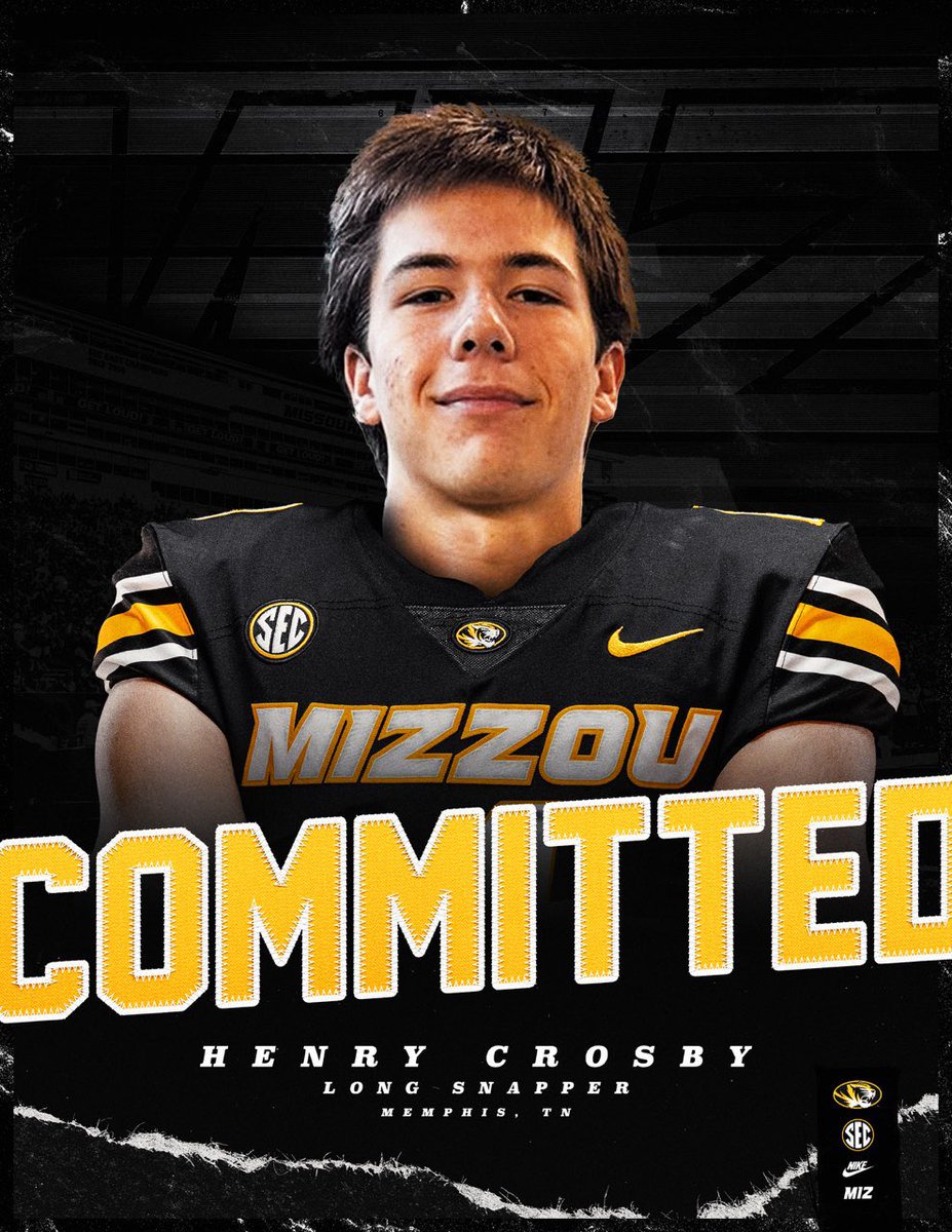 Proud to announce my commitment to the University of Missouri. Thanks to my family, coaches, friends, and everyone else who has supported me. Thank you <a href="/CoachErikLink/">erik.link</a> and <a href="/MizzouFootball/">Mizzou Football</a> for giving me this opportunity. Let’s go Tigers! #MIZ 🐯
<a href="/Bamasnap/">Coach Jackson Cook</a> <a href="/OneOnOneKicking/">OneOnOne Kicking Camps🏈</a>