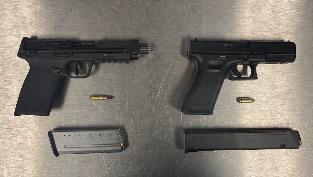 Working in the 007th district, AREA ONE PRT 4161 team conducted a traffic stop and recovered the two illegal handguns pictured below.  <a href="/Chicago_Police/">Chicago Police</a> <a href="/CPDSupt/">Superintendent Larry Snelling</a> 
Great job officers! Stay Safe!!