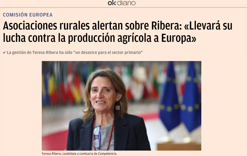funingenio's tweet photo. 🚨  @SOS_Rural alza la voz contra el riesgo que supone la designación de @Teresaribera como vicepresidenta ejecutiva de la Comisión Europea 🌾 

Las asociaciones denuncian que su gestión en España ha demostrado un enfoque hostil hacia la agricultura y el sector primario, como hemos sufrido en el Campo de Cartagena desde hace años, una situación que podría repetirse a nivel europeo 🔜  

📢 ¿Qué implica esta elección? 
👉🏻 Demonización del sector primario 
👉🏻 Riesgo para la producción agrícola 
👉🏻 Políticas desequilibradas  

Europa necesita entender que la agricultura no es el problema, sino parte esencial de la solución para la transición verde 🌱✅ 

https://t.co/IPsrOAyGFZ