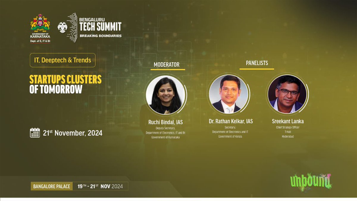 Ruchi Bindal (@bindal_ruchi) on Twitter photo Join us tomorrow at Bengaluru Tech Summit for an interesting session where we talk about the Startup ecosystem in southern states!
<a href="/blrtechsummit/">BengaluruTechSummit</a>
<a href="/ITBTGoK/">ITBT Karnataka</a>
#BTS2024 #bengaluru #startup Join us tomorrow at Bengaluru Tech Summit for an interesting session where we talk about the Startup ecosystem in southern states!
<a href="/blrtechsummit/">BengaluruTechSummit</a>
<a href="/ITBTGoK/">ITBT Karnataka</a>
#BTS2024 #bengaluru #startup