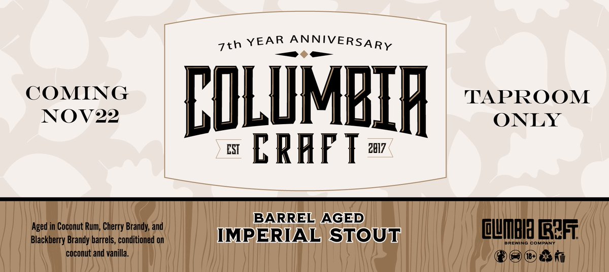 SC Beer Explorer (@scbeerexplorer) on Twitter photo Glad to see <a href="/Columbia_Craft/">Columbia Craft Brewing Company</a> with a 7th Anniversary Barrel-Aged Stout this year!
After five in a row, I was disappointed they didnβt have one for the 6th Anniversary last year.
Canβt wait for Friday!
#CraftBeer #SCBeer #DrinkLocal #BarrelAged #StoutSeason Glad to see <a href="/Columbia_Craft/">Columbia Craft Brewing Company</a> with a 7th Anniversary Barrel-Aged Stout this year!
After five in a row, I was disappointed they didnβt have one for the 6th Anniversary last year.
Canβt wait for Friday!
#CraftBeer #SCBeer #DrinkLocal #BarrelAged #StoutSeason