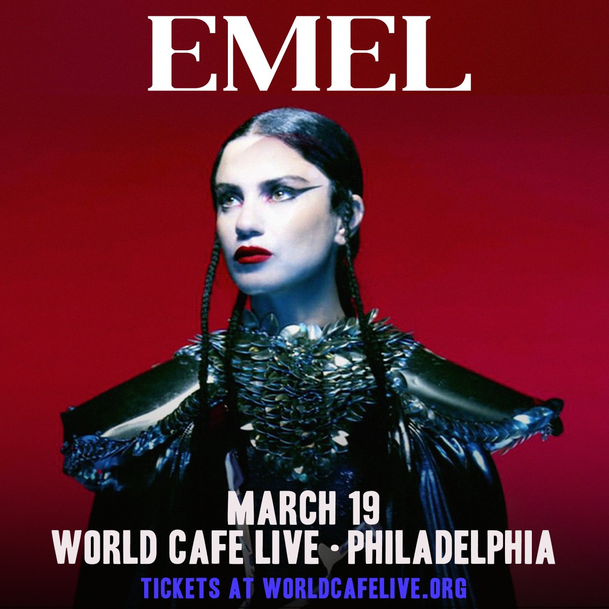 World Cafe Live (@worldcafelive) on Twitter photo *Just Announced* Fresh off the release of her empowering new album 'MRA' ("woman" in Arabic), Tunisian-American art-pop musician <a href="/MathlouthiEmel/">EMEL - آمال</a> fuses African trap, Arabic reggaeton, hip-hop, and more in Philly on March 19! Tickets go on sale 10am Friday: tinyurl.com/6cu8ajum *Just Announced* Fresh off the release of her empowering new album 'MRA' ("woman" in Arabic), Tunisian-American art-pop musician <a href="/MathlouthiEmel/">EMEL - آمال</a> fuses African trap, Arabic reggaeton, hip-hop, and more in Philly on March 19! Tickets go on sale 10am Friday: tinyurl.com/6cu8ajum