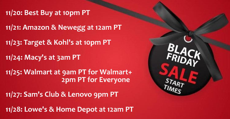 Want to know when to be online when the official #BlackFriday  sales kick off? It's all starting tonight at 10pm PT. Here's a quick reference list of the major retailers: