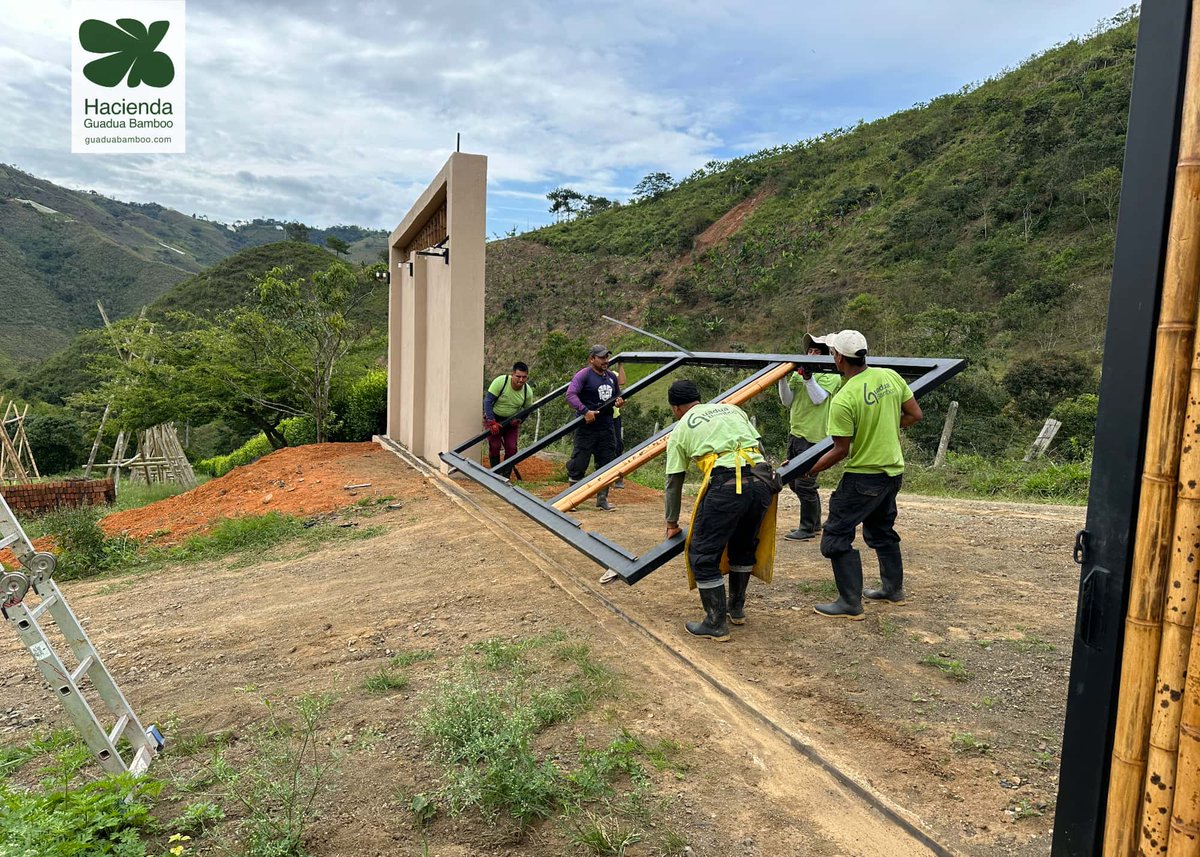 Installation of our Guadua Bamboo entrance gate.