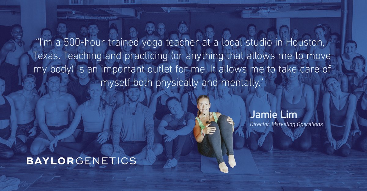 BaylorGenetics's tweet image. We know that the health and well-being of our employees is key to our success. That's why we caught up with Jamie Lim, Director, Marketing Operations at Baylor Genetics, to get her insights on how she makes wellness a priority. 

#ThinkBG #EmployeeWellness