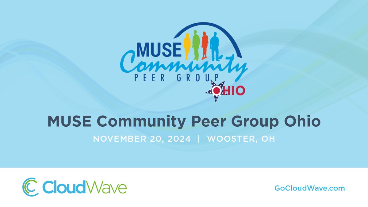 Looking forward to a day of networking, learning and talking about cloud-based #healthcare and enhanced #cybersecurity for organizations. <a href="/GoCloudWave/">CloudWave</a> is a proud sponsor of the #MUSE Ohio Community Peer Group meeting on 11/20 in Wooster.  Details: bit.ly/3XQPOi4