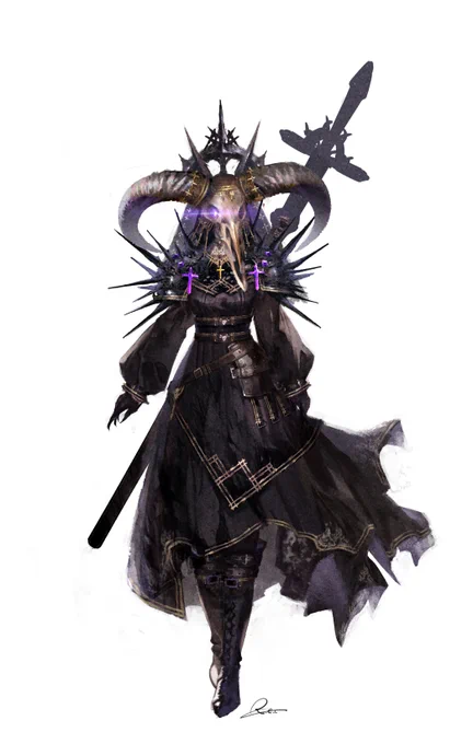 悪魔祓いを生業とする悪魔(自分で自分を消さないように保護している)あとは武器だけ描いたら完成! 