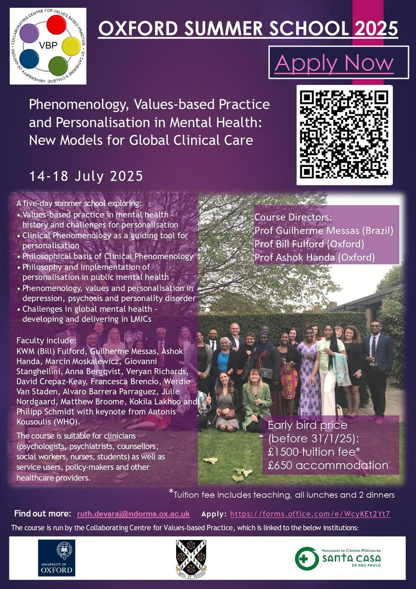 Marcin Moskalewicz (@mmoskalewicz) on Twitter photo Applications are now open to our forthcoming Oxford Summer School "Phenomenology, Values-based Practice and Personalisation in Mental Health: New Models for Global Clinical Care" at <a href="/VBPOxford/">The Collaborating Centre for Values Based Practice</a> at <a href="/St_Catz/">St Catz, Oxford</a> Oxford 14-18 July 2025. Applications are now open to our forthcoming Oxford Summer School "Phenomenology, Values-based Practice and Personalisation in Mental Health: New Models for Global Clinical Care" at <a href="/VBPOxford/">The Collaborating Centre for Values Based Practice</a> at <a href="/St_Catz/">St Catz, Oxford</a> Oxford 14-18 July 2025.