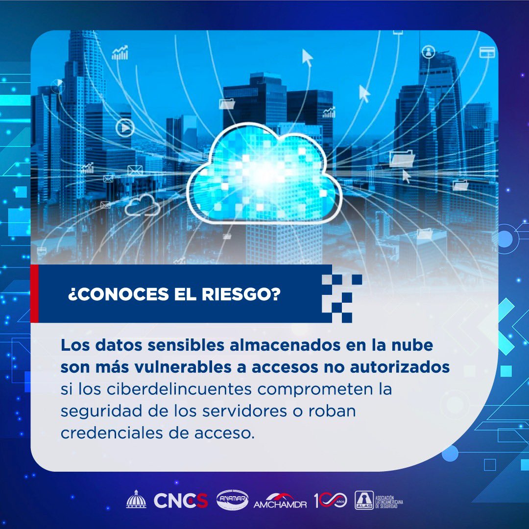 ☁️🔒 ¿Es segura la nube?

🌐 La computación en la nube transforma cómo gestionamos datos, pero también trae riesgos.

🔑 Protege tu información:
1️⃣ Control de accesos.
2️⃣ Cifrado de datos.
3️⃣ Proveedores confiables.

#Ciberseguridad