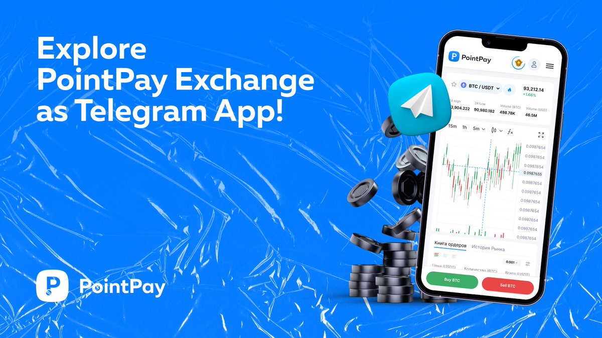 PointPay Exchange is now available as a @Telegram App! 🎉 Enjoy the full  functionality of our platform directly in Telegram. Trade, store, and  manage crypto effortlessly. Try it out and share your