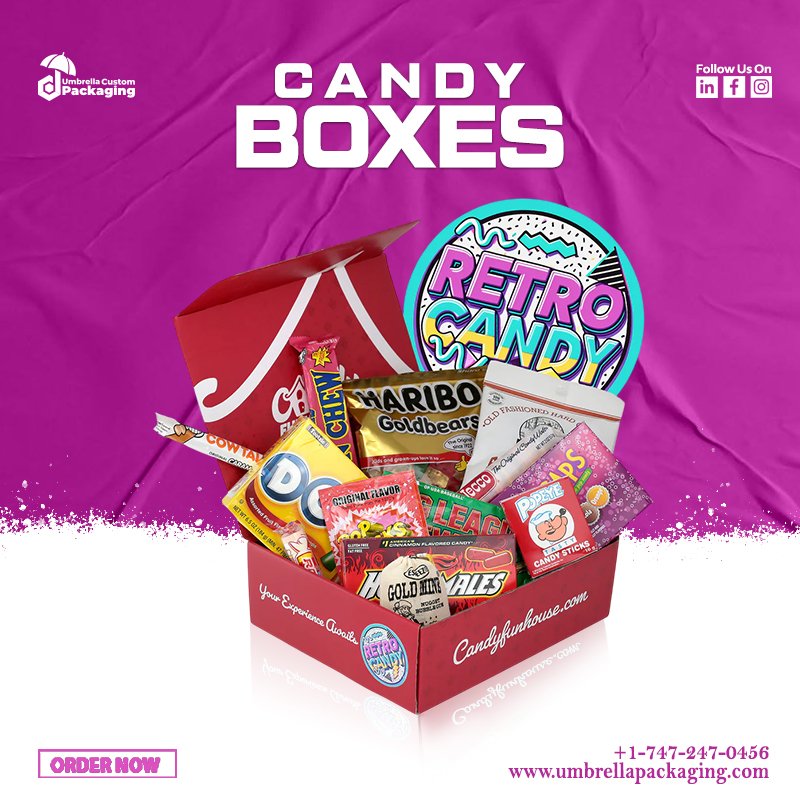 umbrellapack's tweet image. Get custom printed candy wholesale boxes at low price with high end quality from Umbrella Custom Packaging.
Order online at umbrellapackaging.com and get your boxes with free delivery to your doorstep.
#custompackaginglosangeles #custompackagingusa
#customprintedcandyboxes