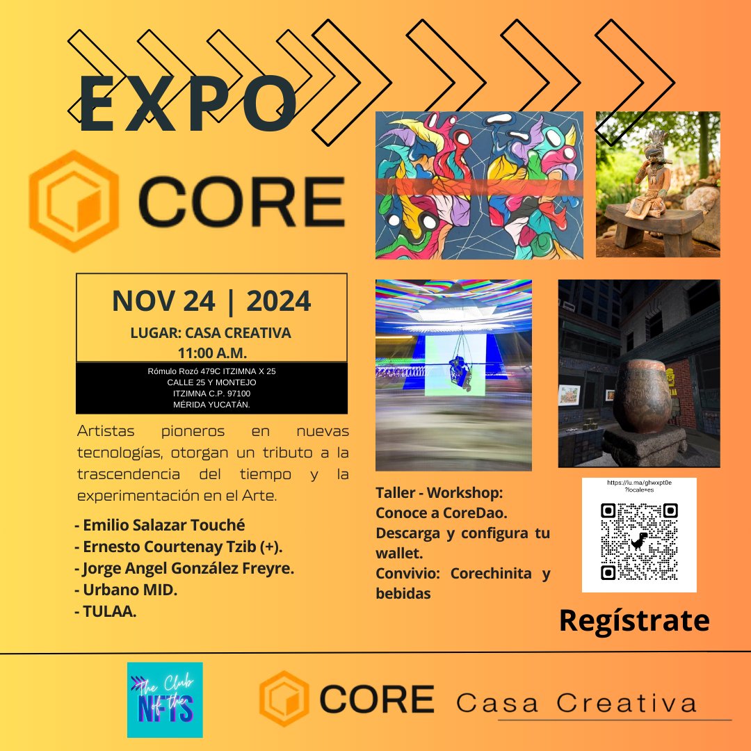 Expo CORE, el próximo 24 de noviembre a las 11:00 AM.
¡Regístrate ahora y asegura tu lugar! lu.ma/ghwxpt0e
🗓️Fecha: 24 de noviembre de 2024.
⏰Hora: 11:00 AM.
📍Lugar: Casa Creativa.
 maps.app.goo.gl/4fQsEBtGxtX3KZ…