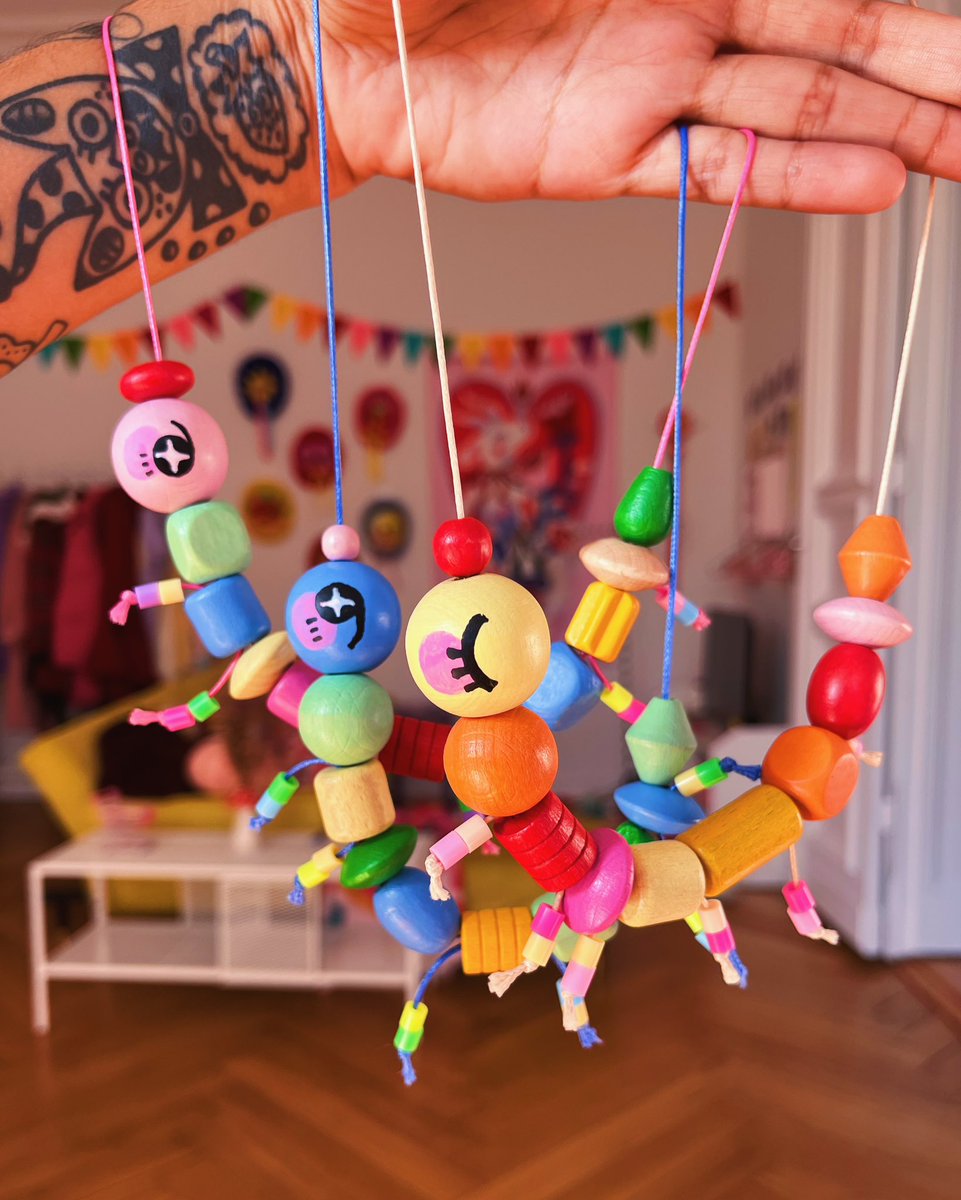 made some silly worm necklaces just for fun🥰🐛🐛🐛💖