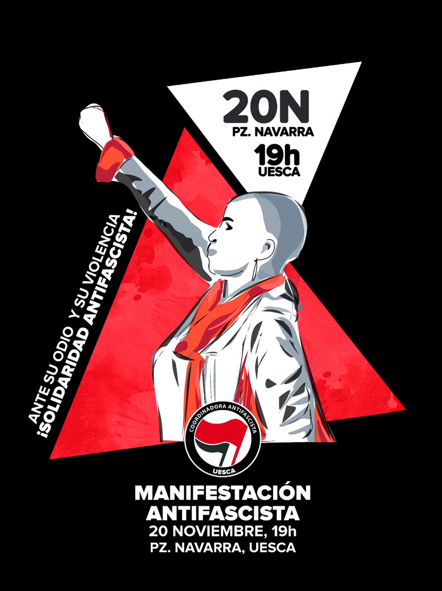Desde #SOA hacemos un llamamiento a la participación en la manifestación antifascista que tendrá lugar hoy, #20N en Uesca

#NoPasaran
#AragonAntifaixista
#VenteConSOA