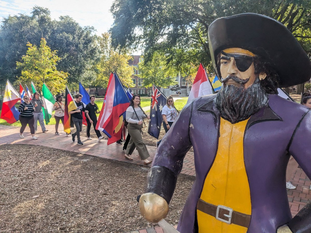 BSUSECU's tweet photo. Honored to participate in ECU’s second annual Parade of Flags. Jon Rezek, ECU Global Affairs &amp; ECU International Student Association, thank you for supporting and providing this space. What an impactful and powerful start to kick off International Education Week! https://t.co/j0RfW18W2t