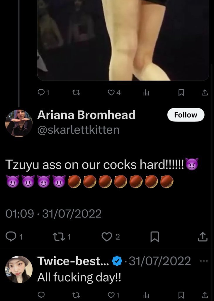 chae's garters manager (@twicegaymanager) on Twitter photo user @twicesoncesu being mad that onces talk about twice being gay while he and his wife ( <a href="/skarlettkitten/">Ariana Bromhead</a> ) been for years sexualizing and harassing the girls sexually online user @twicesoncesu being mad that onces talk about twice being gay while he and his wife ( <a href="/skarlettkitten/">Ariana Bromhead</a> ) been for years sexualizing and harassing the girls sexually online