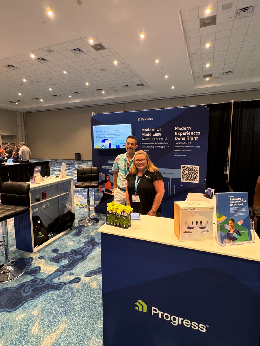 samidip's tweet image. At #VSLive Orlando?
Come see us at the @ProgressSW booth.
We talk tech. Got #Telerik &amp; #KendoUI swag.
And raffling off a Meta Quest this afternoon!